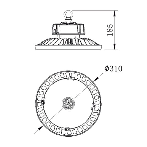 CAMPANA LED UFO 150W 110º 23.000LM 5700K KFO-150W-SM57 KUHN