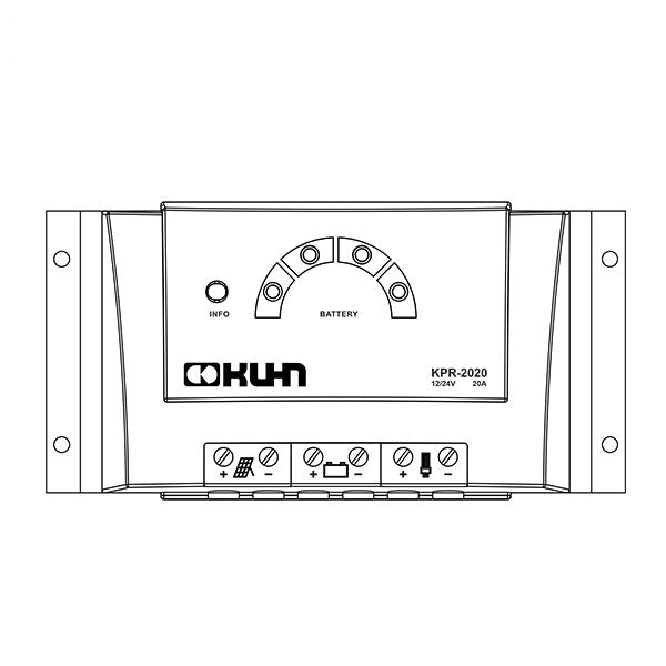 CONTROLADOR DE CARGA PWM 20A 12/24VDC LVD MODELO KPR-2020