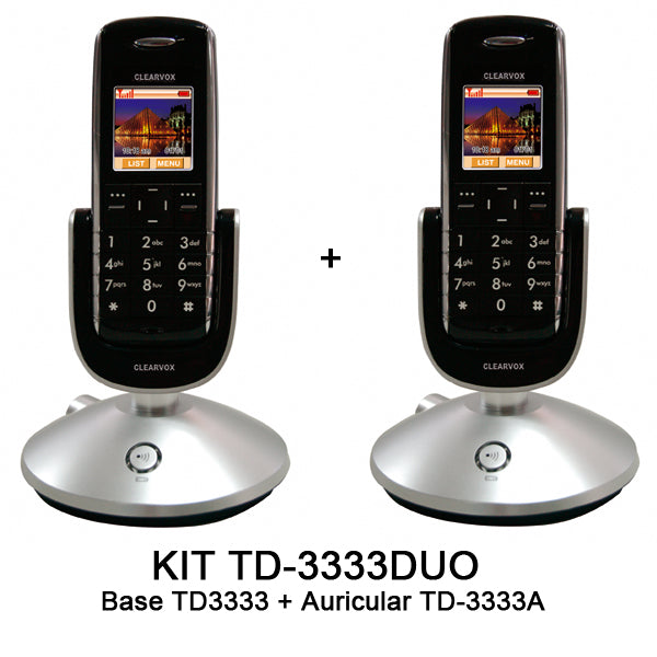 KIT TELEFONO INALAMBRICO DIGITAL DECT6.0 CLEARVOX TD-3333DUO