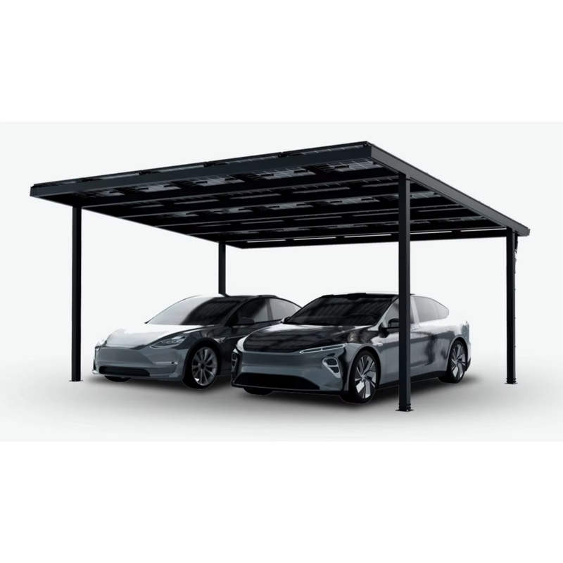 ESTRUCTURA CARPORT PREMIUM 2-VEHICULOS 15-PANELES NEGRO NVB-CARPORT-2V (No Incluye Paneles)