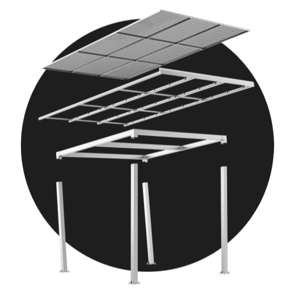 ESTRUCTURA CARPORT PREMIUM 2-VEHICULOS 15-PANELES NEGRO NVB-CARPORT-2V (No Incluye Paneles)