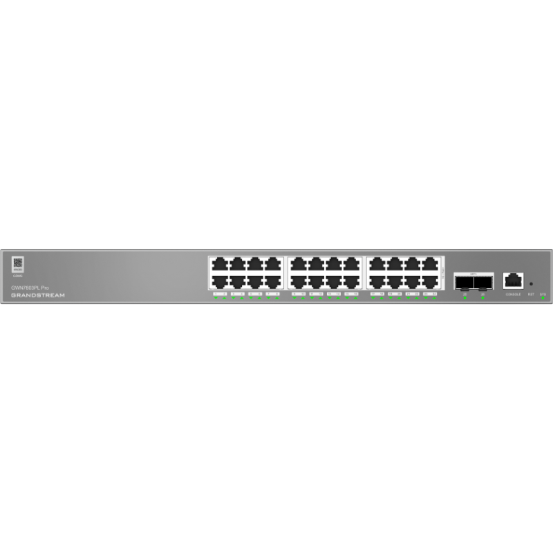 SWITCH ADMIN 24 PUERTOS GIGABIT POE+ 250W 2-SFP+ GWN7803PL PRO GRANDSTREAM (Disponible 27 Nov)