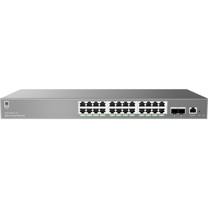 SWITCH ADMIN 24 PUERTOS GIGABIT POE+ 250W 2-SFP+ GWN7803PL PRO GRANDSTREAM (Disponible 27 Nov)