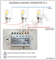 INTERRUPTOR MURAL PARA ILUMINACION INALAMBRICO DE 3 TECLAS BROADLINK TC2-3