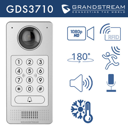 VIDEO PORTERO IP FULL HD 180° CON TECLADO Y LECTOR RFID GDS3710 GRANDSTREAM