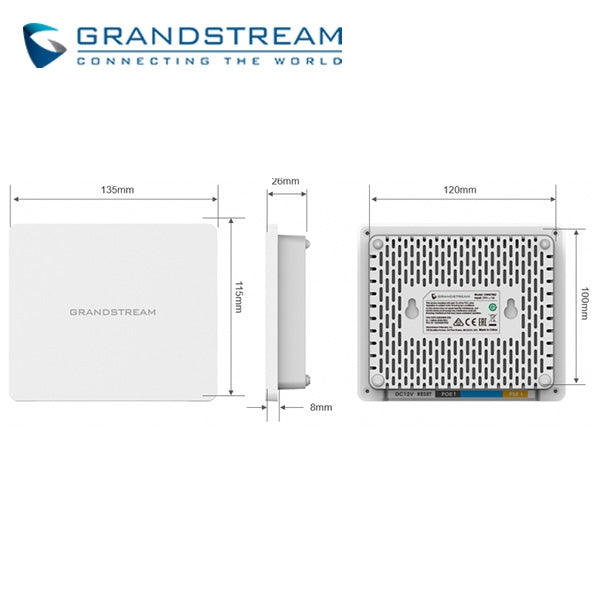 ACCESS POINT MURAL DUAL BAND CON SWITCH INTEGRADO 300/867 100Mts 2x2 21dBm MESH POE GWN7602 GRANDSTREAM