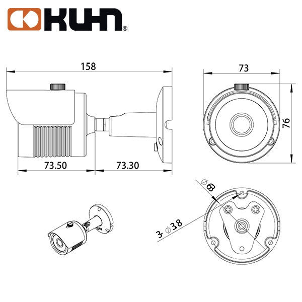 CAMARA IP 2MP H.265+ 2.8MM DIA-NOCHE IR 25MTS POE IB20C-IR25F28 KUHN