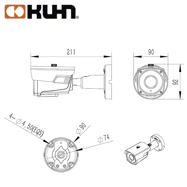CAMARA IP 2MP H.265+ 2,8-12mm STARLIGHT IR 40MTS DIA-NOCHE POE IB20SL-IR40V12 KUHN