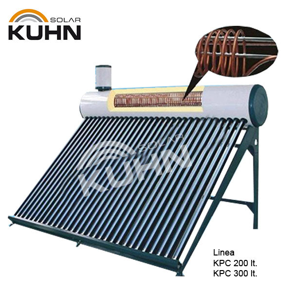 EQUIPO TERMOSOLAR COMPACTO CON SERPENTIN 200LTS 20 TUBOS KUHN MODELO KPC-20-COIL