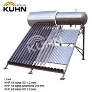 EQUIPO TERMOSOLAR COMPACTO PRESURIZADO CON 18 TUBOS HEAT-PIPE ESTANQUE ACERO SUS-316 KUHN MODELO KHP-180-FR