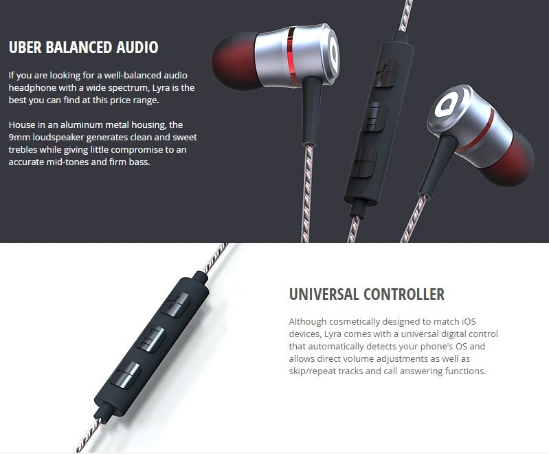 AUDIFONOS MANOS LIBRES iOS/ANDROID METALICO GRIS LYRA ACCUTONE