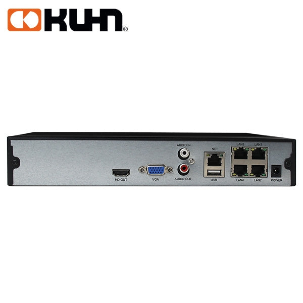 NVR H.265+ 9 CANALES 4xPOE (50W) 60Mbps VGA-HDMI NVR3609DP/4P KUHN