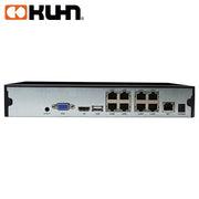 NVR H.265+ 9 CANALES 8xPOE (100W) 60Mbps VGA-HDMI NVR3609DP/8P KUHN