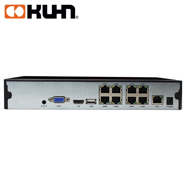 NVR H.265+ 9 CANALES 8xPOE (100W) 60Mbps VGA-HDMI NVR3609DP/8P KUHN