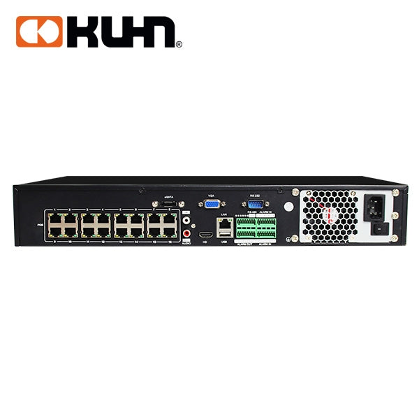 NVR H.265+ 25 CANALES 16xPOE (200W) 120Mbps VGA-HDMI NVR3625HP/16P KUHN