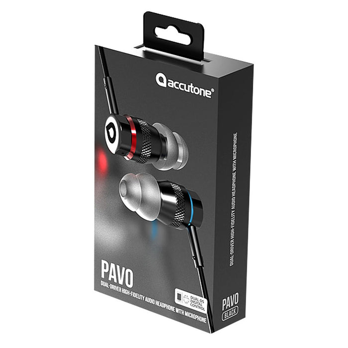 AUDIFONOS MANOS LIBRES iOS/ANDROID METALICO NEGRO PAVO ACCUTONE