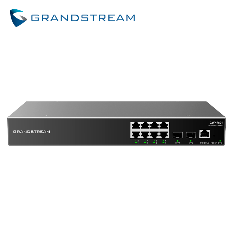 SWITCH ADMINISTRABLE CAPA 2+ (L2+) 8 PUERTOS GIGABIT 2-SFP GWN7801 GRANDSTREAM