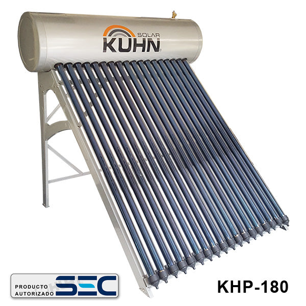 EQUIPO TERMOSOLAR COMPACTO PRESURIZADO CON 18 TUBOS HEAT-PIPE ESTANQUE ACERO SUS-316 KUHN MODELO KHP-180-FR